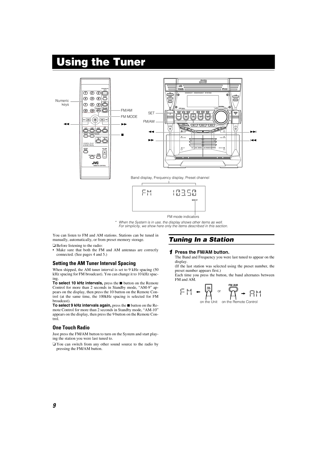 JVC SP-MXKC4, LVT1343-006A, 0205NYMCREBET manual Using the Tuner 