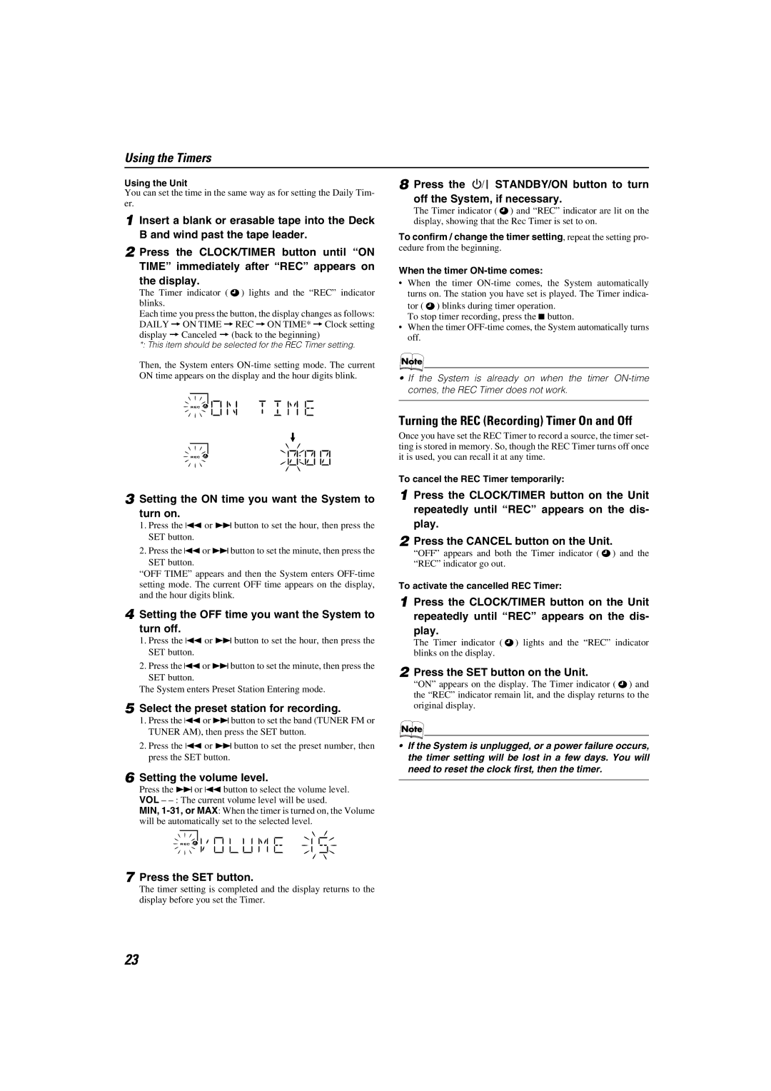 JVC LVT1343-006A, SP-MXKC4, 0205NYMCREBET manual Turning the REC Recording Timer On and Off 