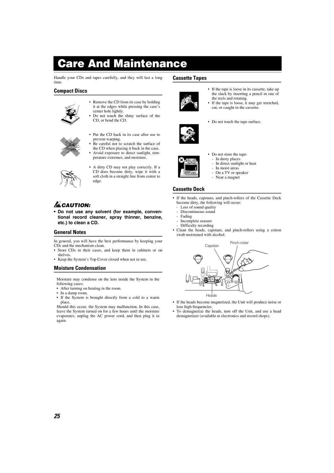 JVC 0205NYMCREBET, LVT1343-006A, SP-MXKC4 manual Care And Maintenance 