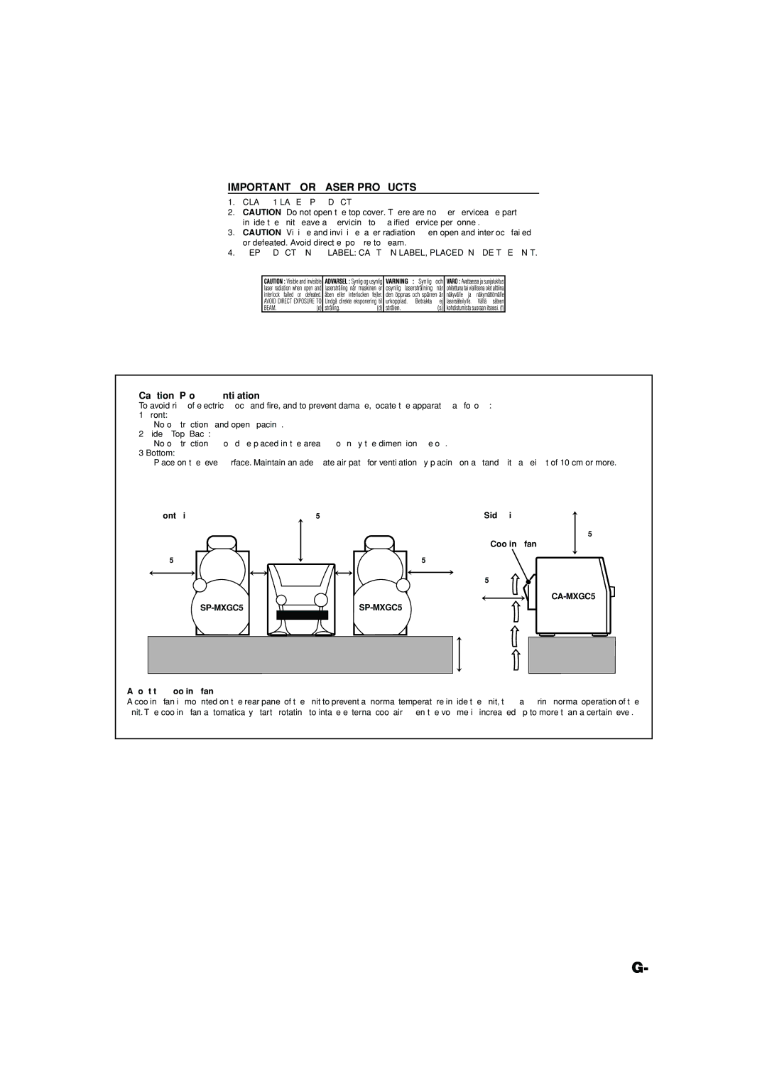 JVC LVT1344-003A, SP-MXGC5, 0405MWMMDWBET manual Important for Laser Products 