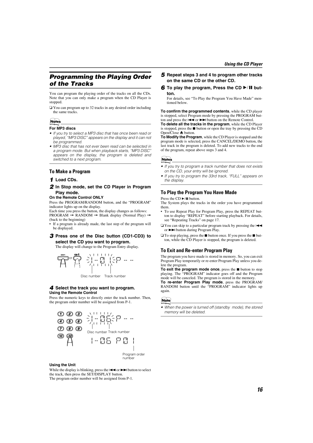 JVC LVT1346-002A manual Programming the Playing Order of the Tracks, To Make a Program, To Play the Program You Have Made 