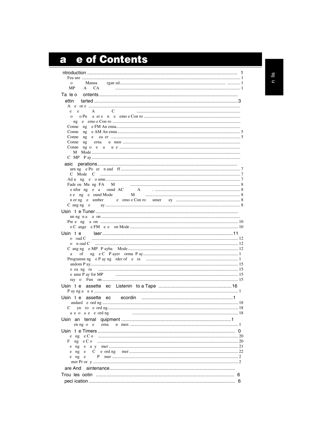 JVC 0505NYMCREBET, LVT1346-006A, SP-MXKC2 manual Table of Contents 