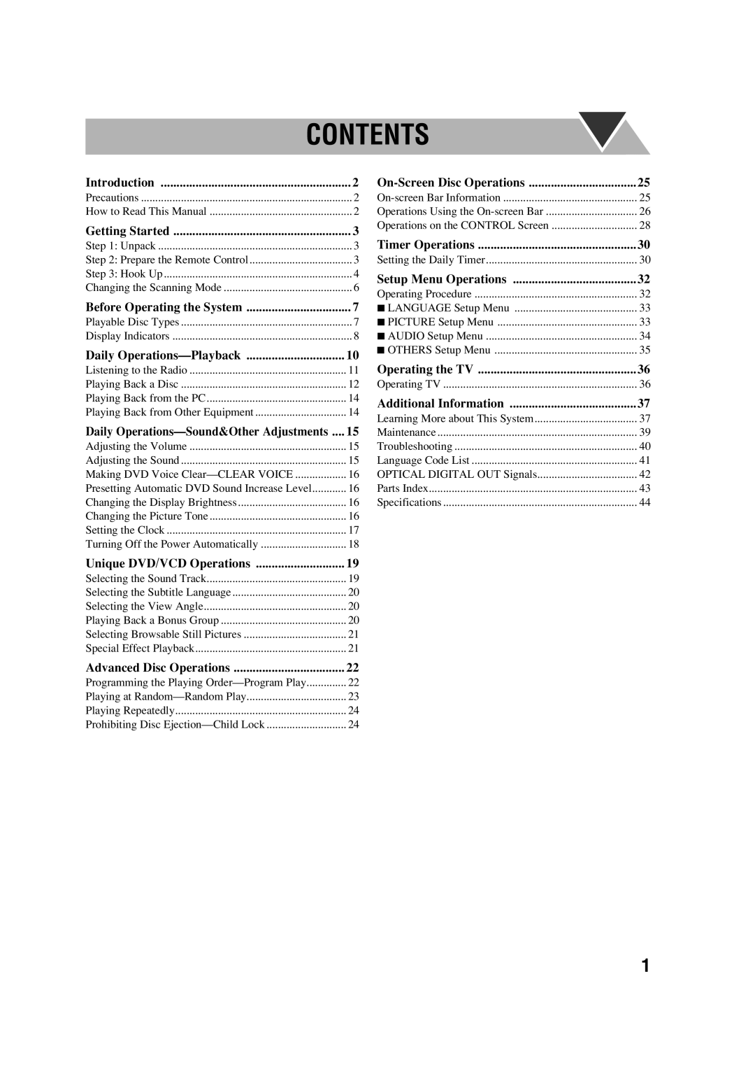 JVC SP-FSGD7, LVT1348-001C, CA-FSGD7, 0305MWMMDWBET manual Contents 