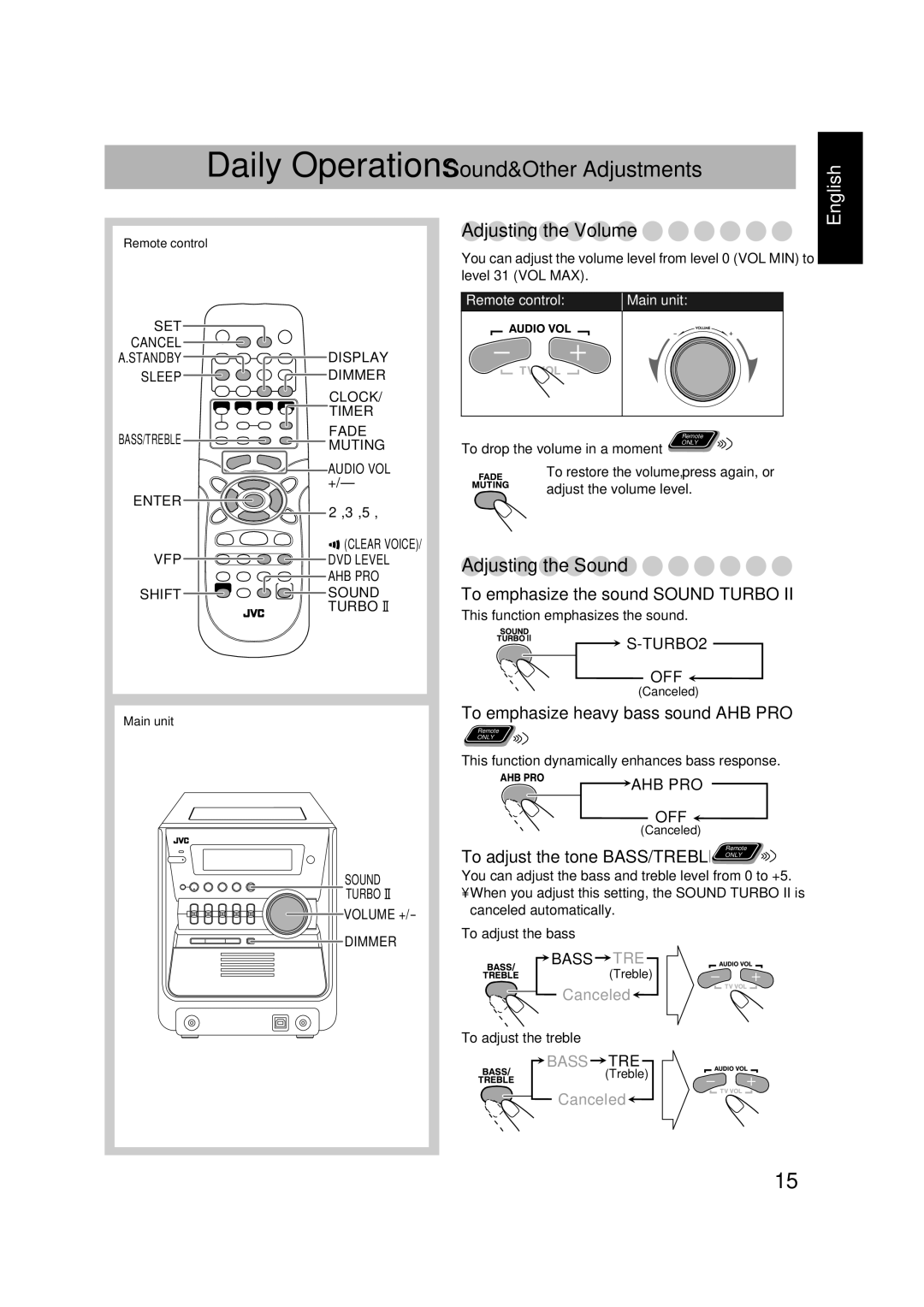 JVC CA-FSGD7, LVT1348-001C, SP-FSGD7, 0305MWMMDWBET manual Daily Operations-Sound&Other Adjustments 