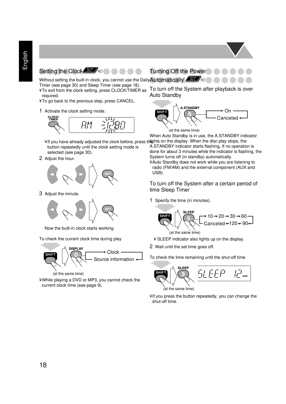 JVC SP-FSGD7, LVT1348-001C, CA-FSGD7, 0305MWMMDWBET manual Setting the Clock 