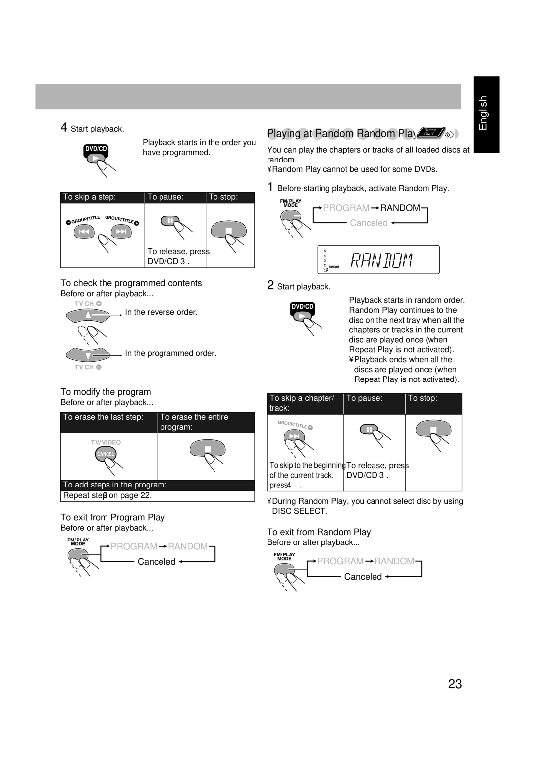 JVC CA-FSGD7, LVT1348-001C, SP-FSGD7, 0305MWMMDWBET manual Playing at Random-Random Play 