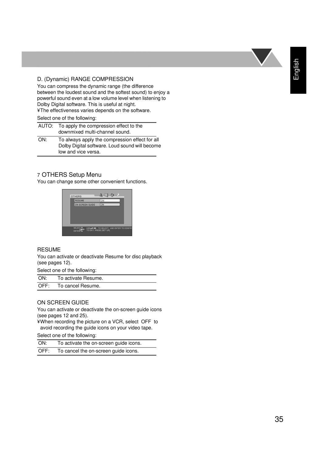 JVC CA-FSGD7, LVT1348-001C, SP-FSGD7, 0305MWMMDWBET manual Others Setup Menu 