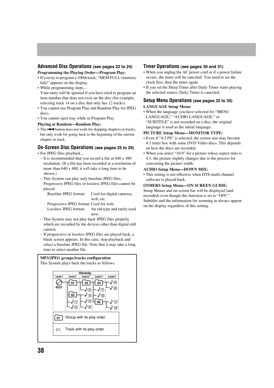 JVC CA-FSGD7 Setup Menu Operations see pages 32 to, Advanced Disc Operations see pages 22 to, Playing at Random—RandomPlay 