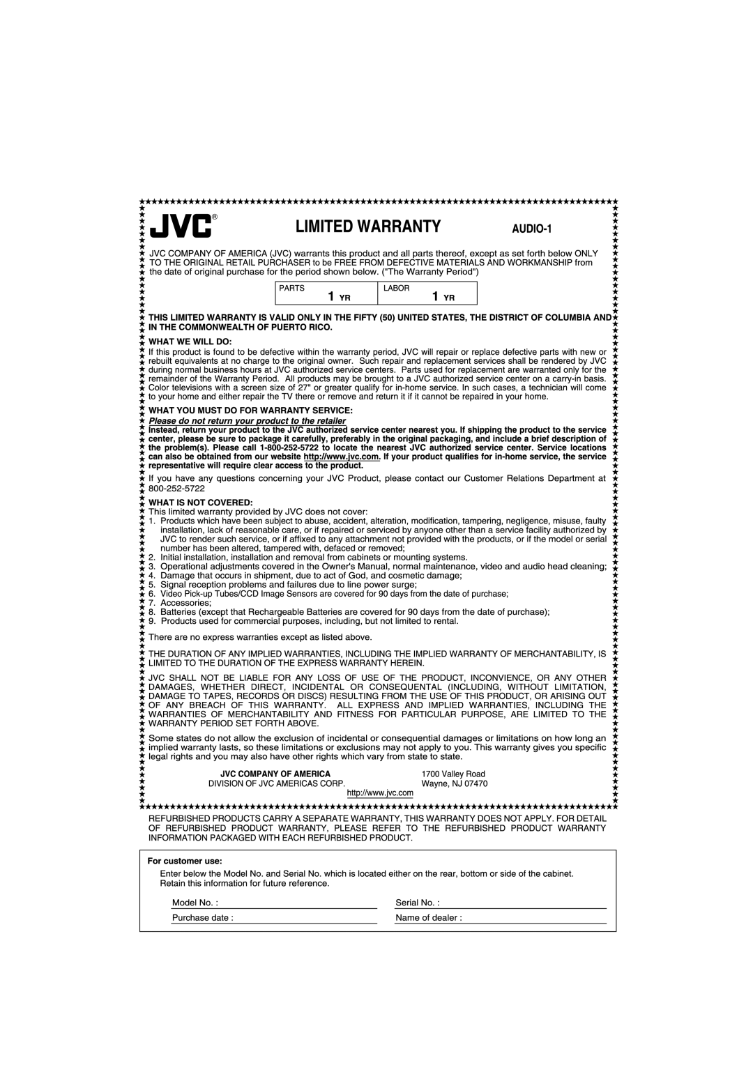 JVC CA-FSGD7, LVT1348-001C, SP-FSGD7, 0305MWMMDWBET manual 