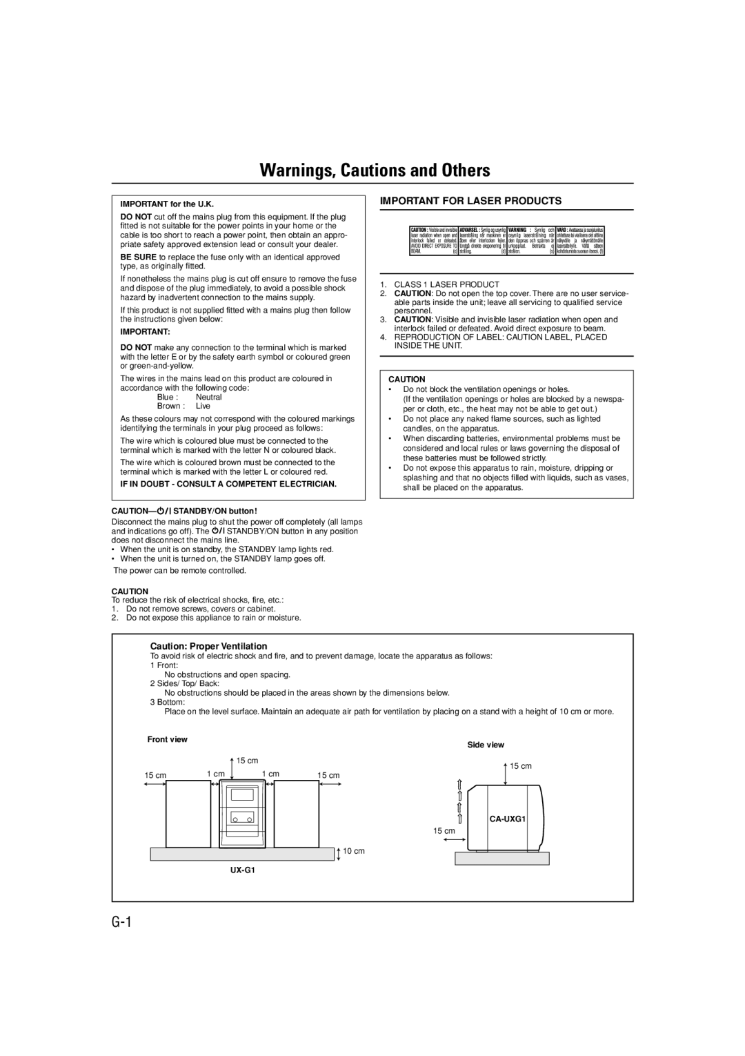 JVC LVT1356-001B manual Important for Laser Products 