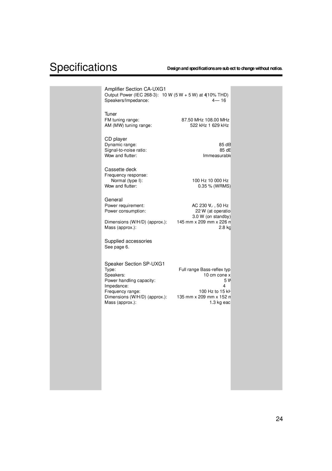 JVC LVT1356-001B manual Specifications 