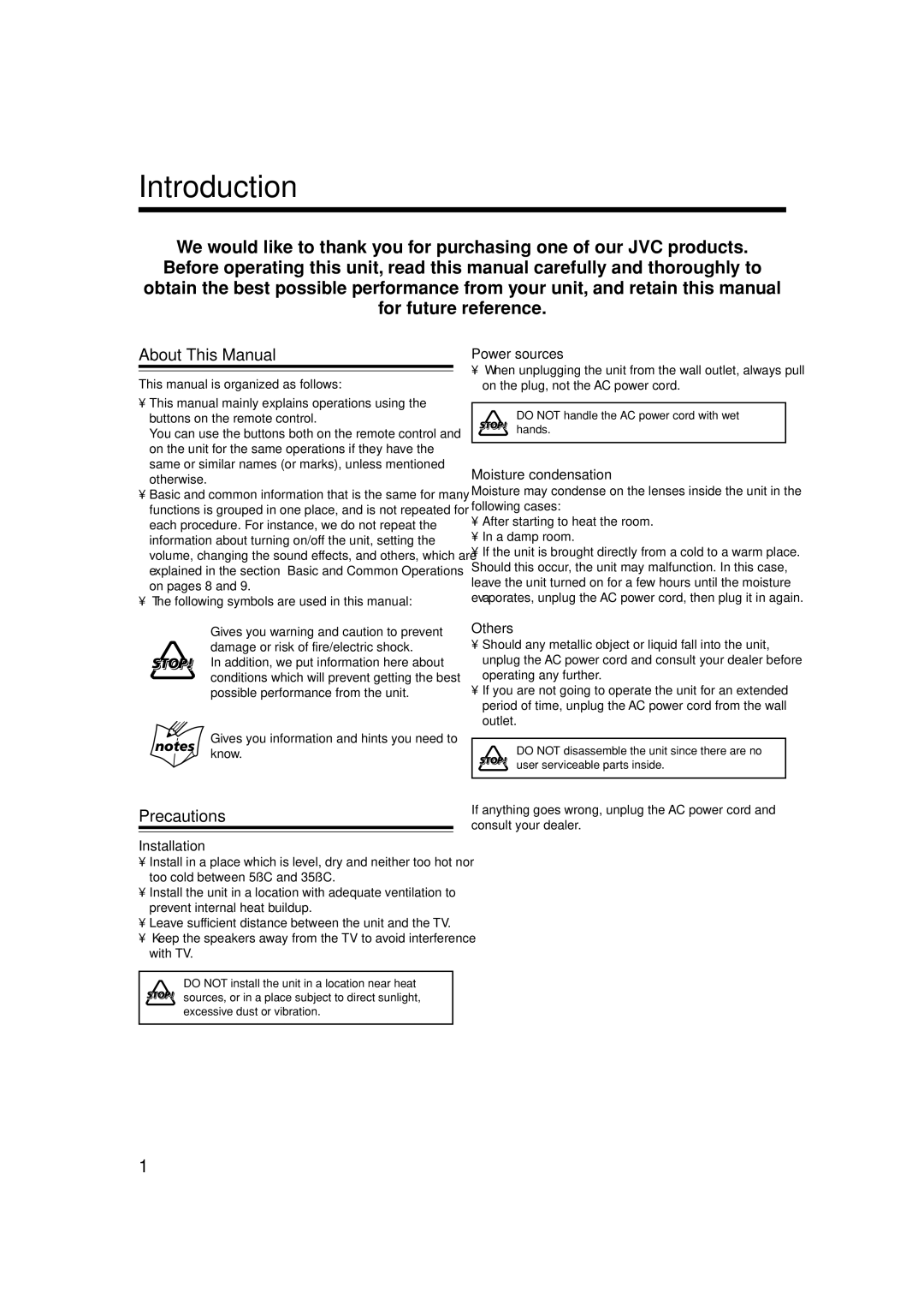 JVC LVT1356-001B manual Introduction, About This Manual, Precautions 