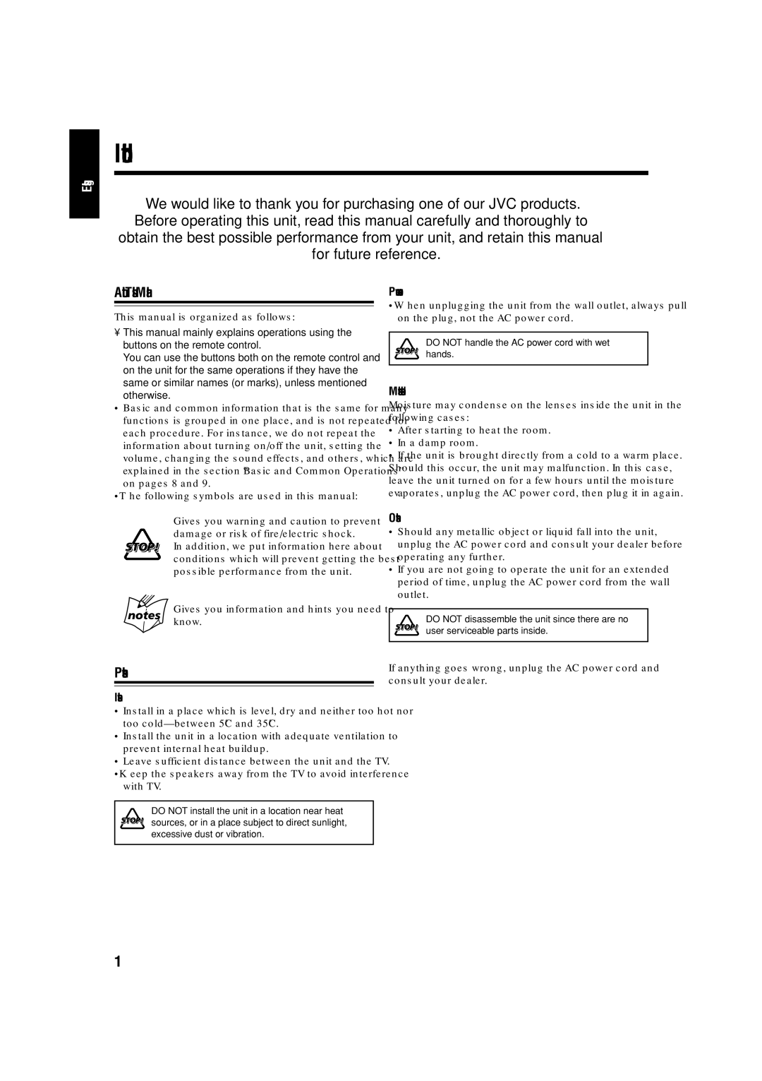 JVC LVT1356-005A manual Introduction, About This Manual, Precautions 