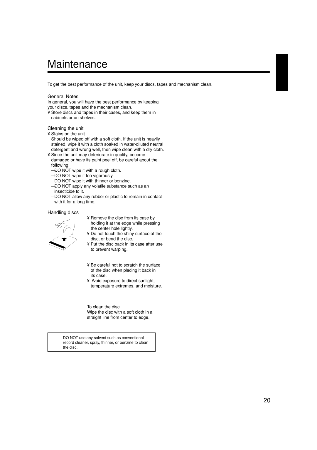 JVC LVT1356-005A manual Maintenance 