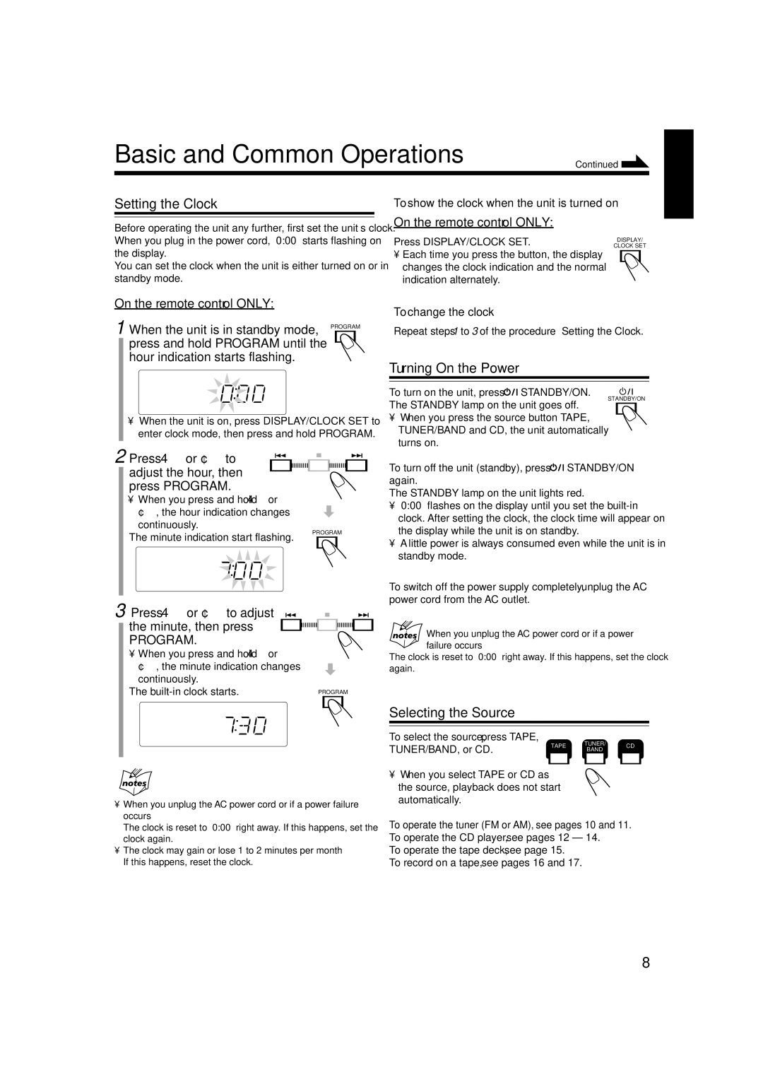 JVC LVT1356-005A manual Basic and Common Operations 