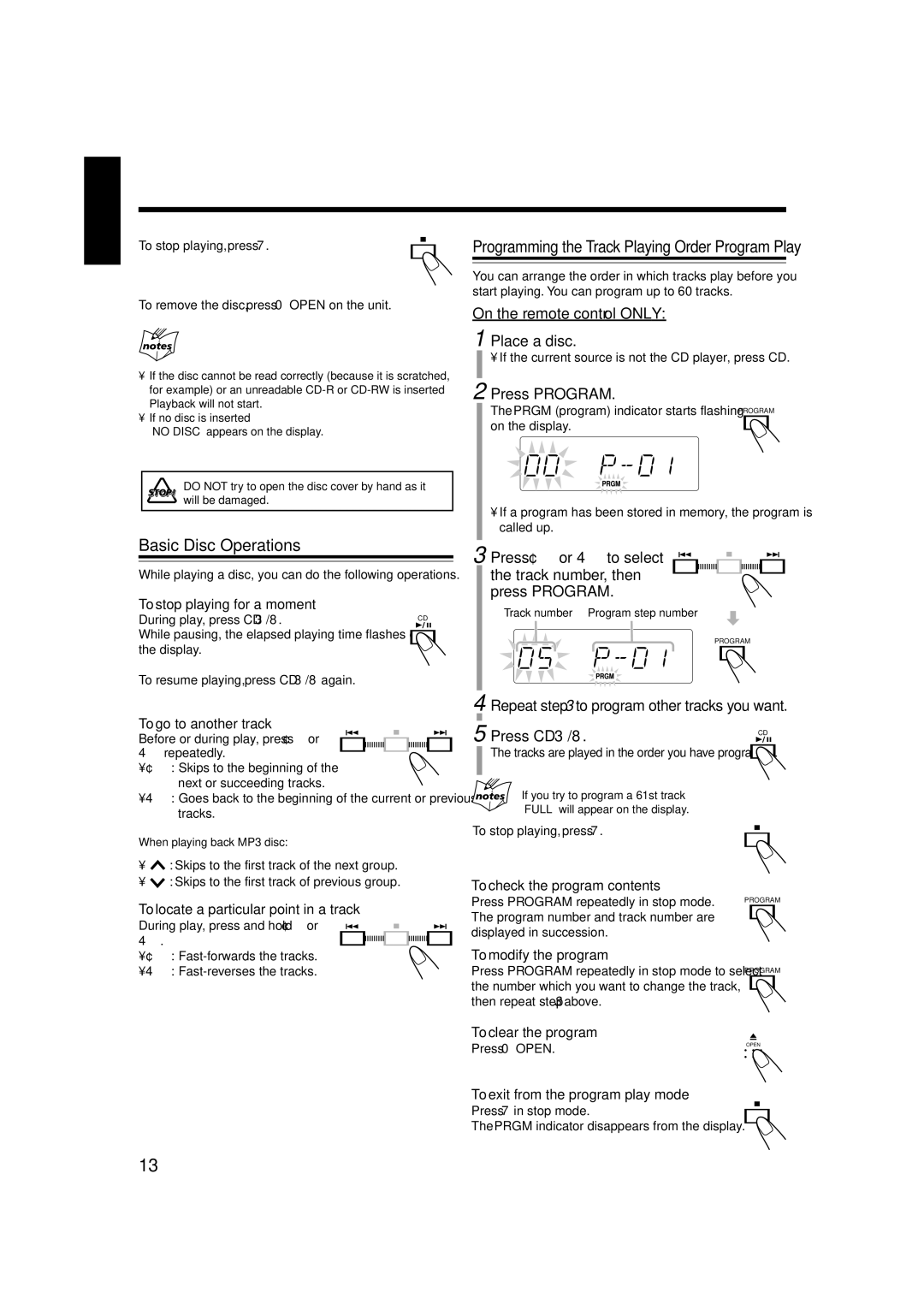 JVC LVT1356-005A manual Basic Disc Operations 