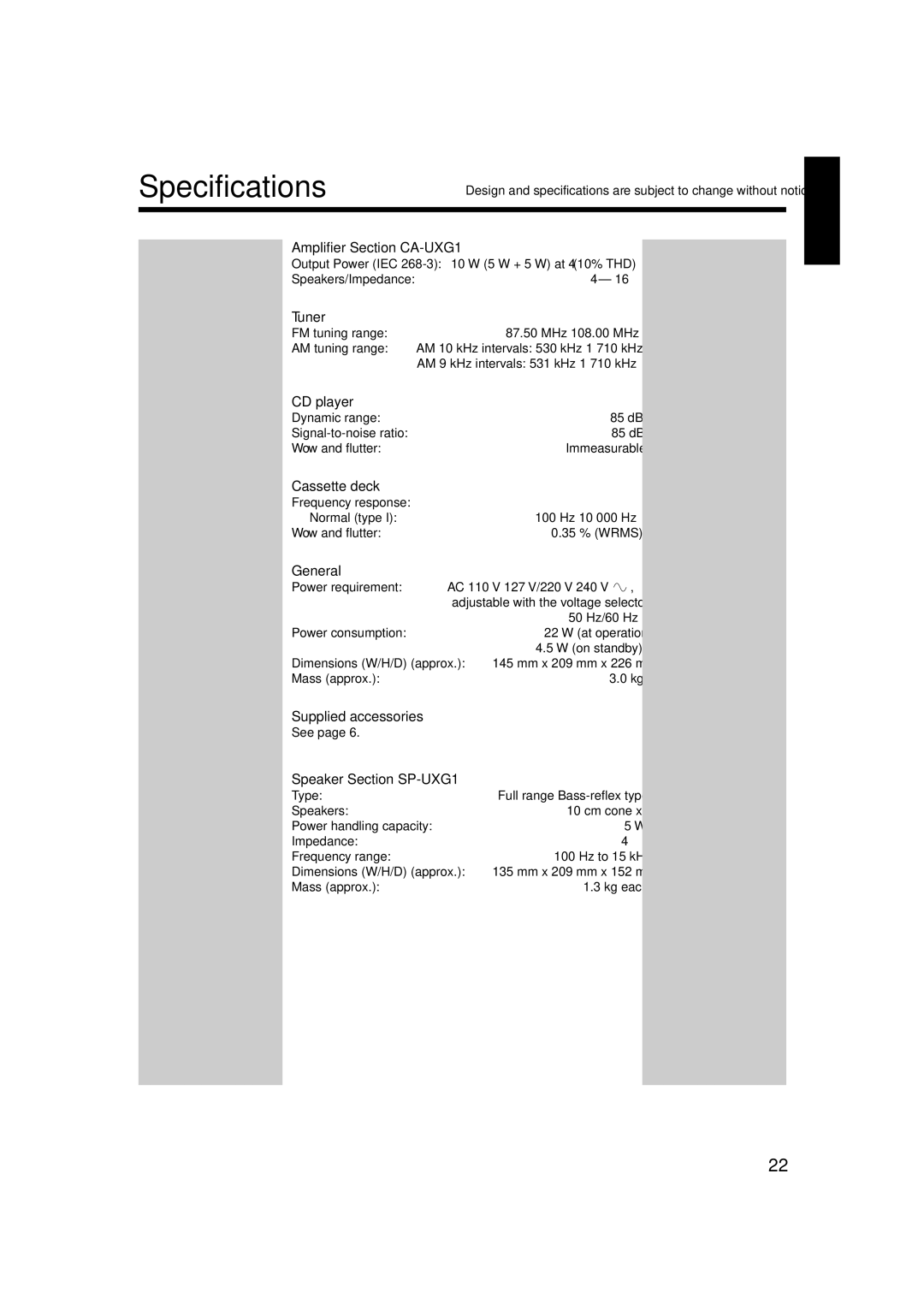 JVC LVT1356-005A manual Specifications 