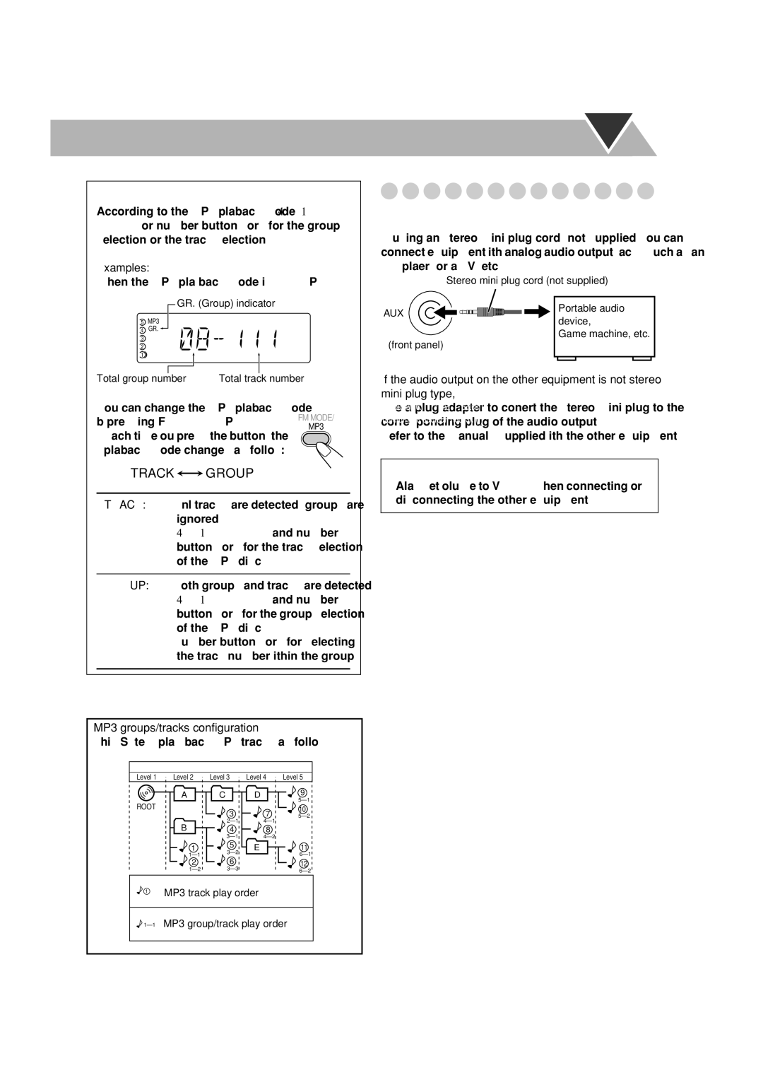 JVC LVT1358-001A manual Playing Back Other Equipment To connect other equipment, For MP3 playback 