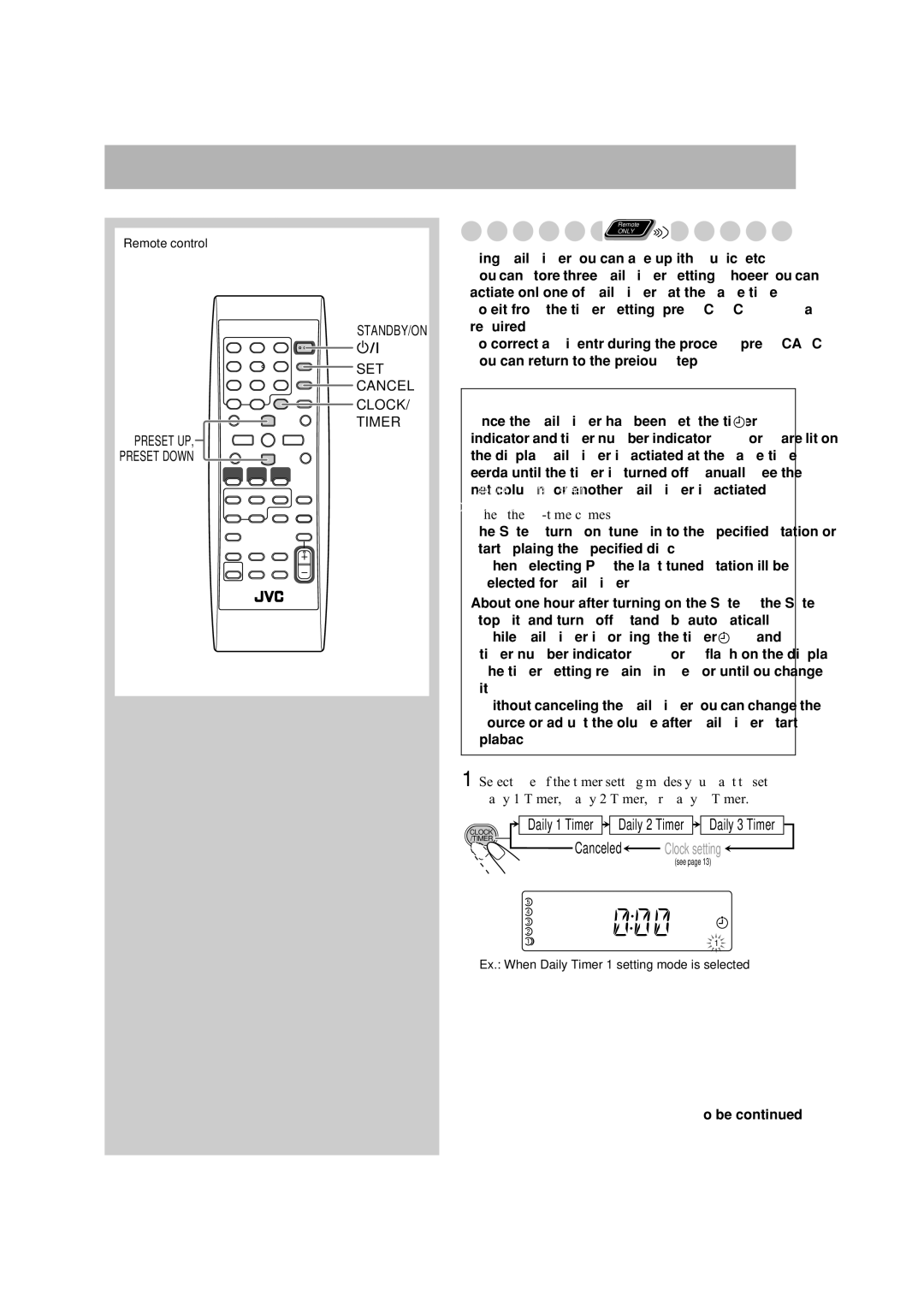 JVC LVT1358-001A manual Timer Operations, When the on-time comes 