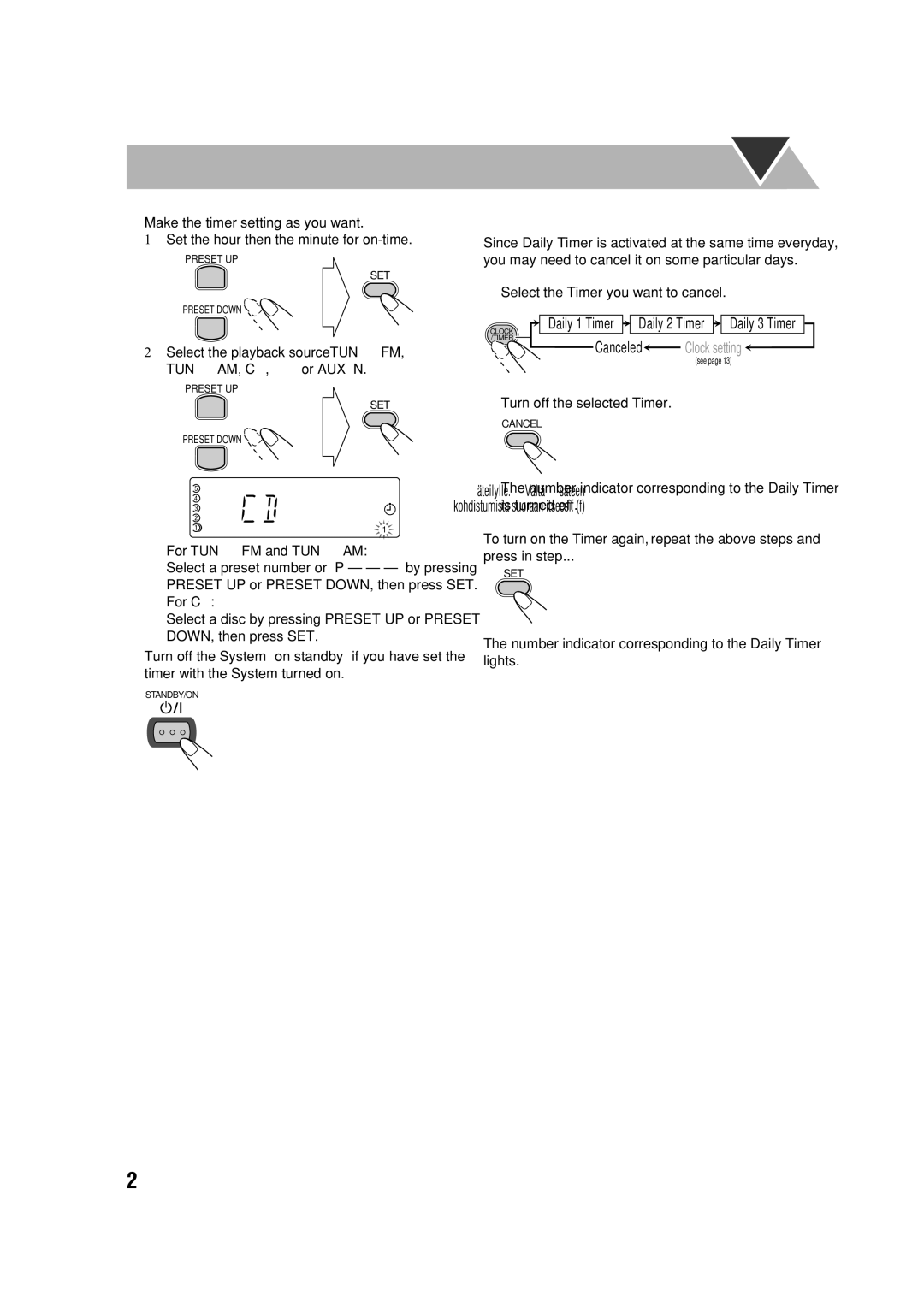 JVC LVT1358-001A manual To turn off the Timer after its setting is done, Turn off the selected Timer 