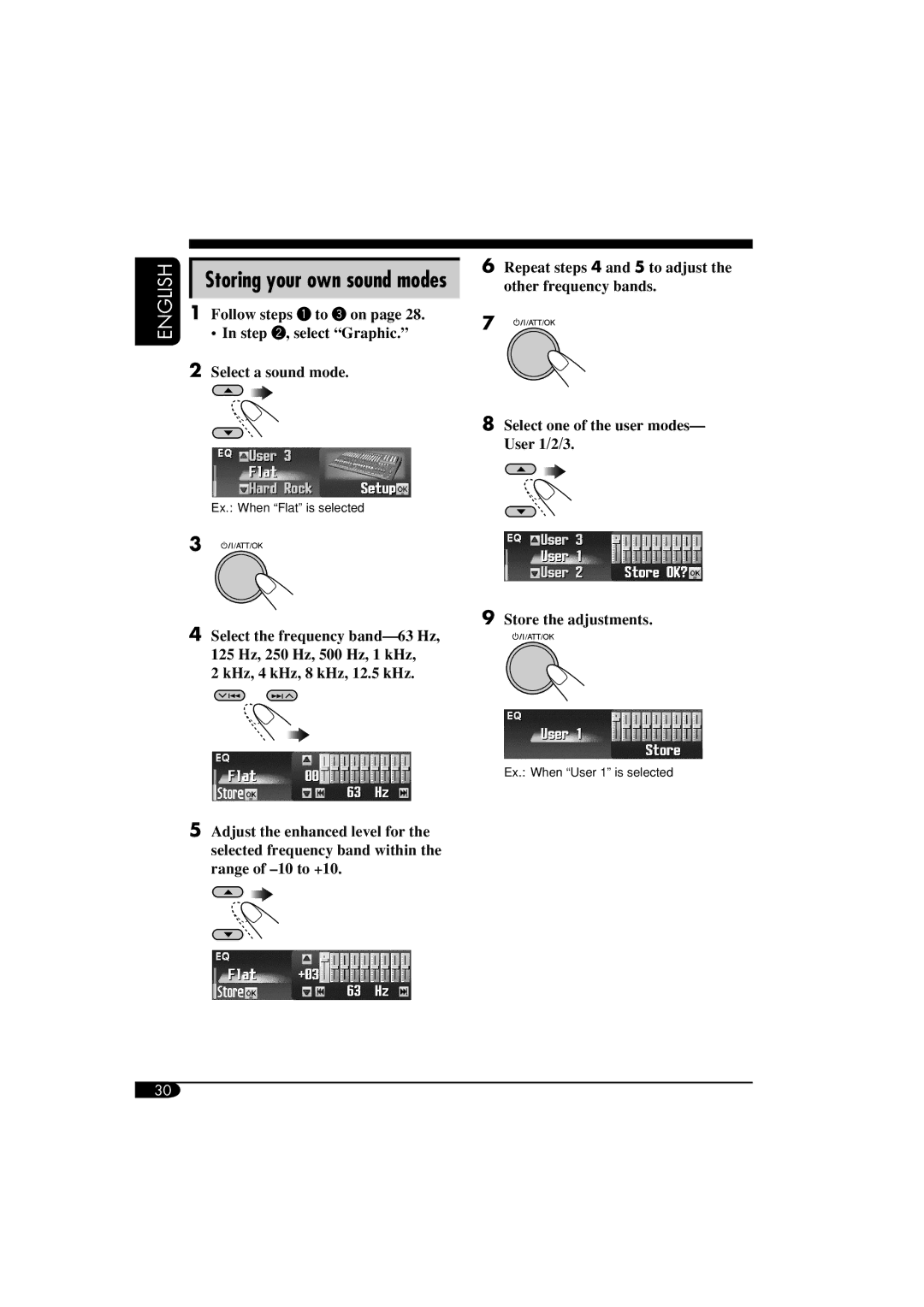 JVC LVT1372-003A manual Storing your own sound modes, Follow steps ~ to ! on 