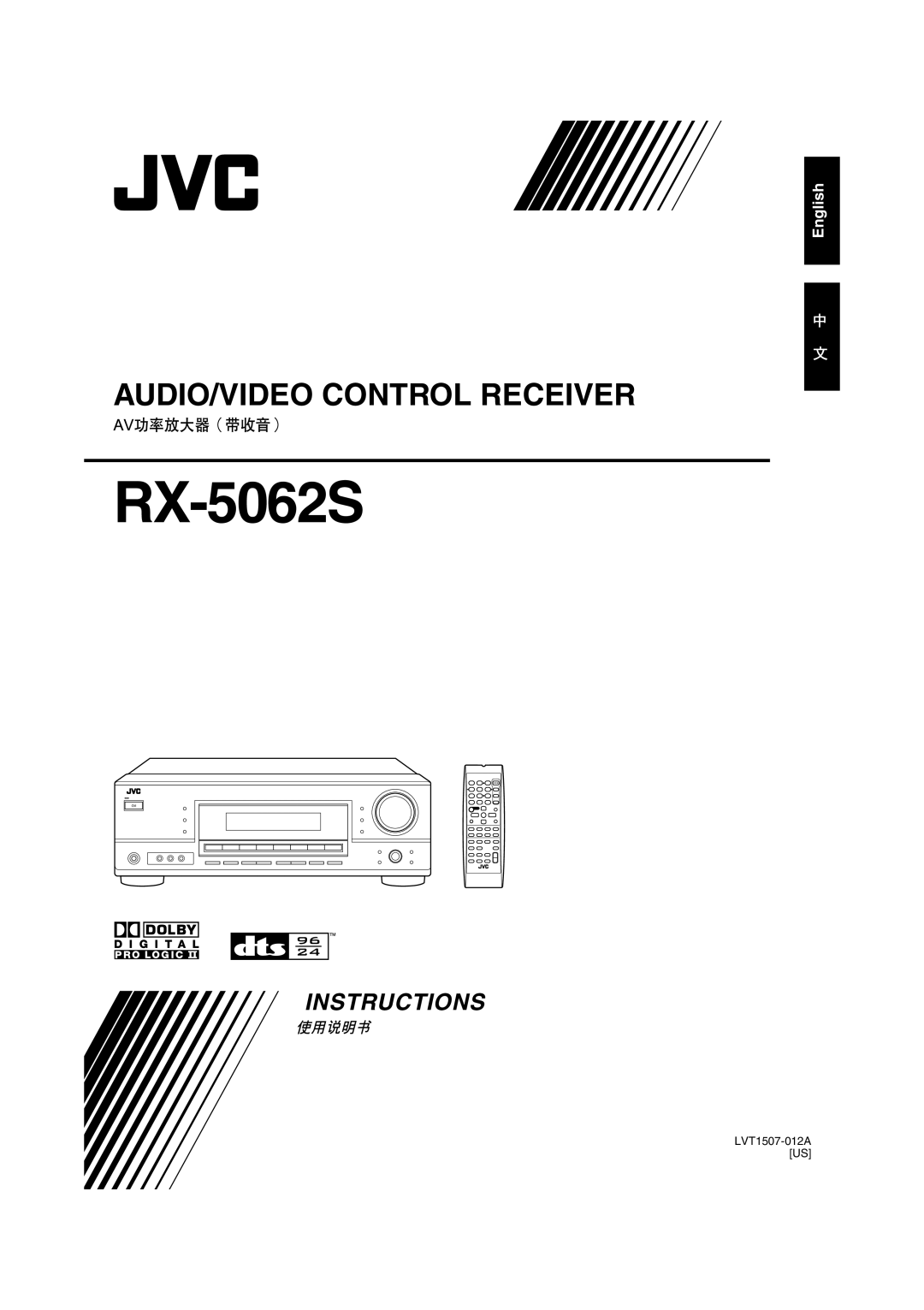 JVC LVT1507-012A manual English, RX-5062S, Audio/Video Control Receiver, Instructions, Ta/News/Info Display Mode 