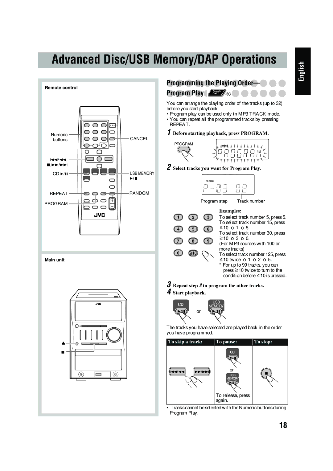 JVC CA-UXG45, LVT1520-005B, SP-UXG45 manual Programming the Playing Order, Before starting playback, press Program 