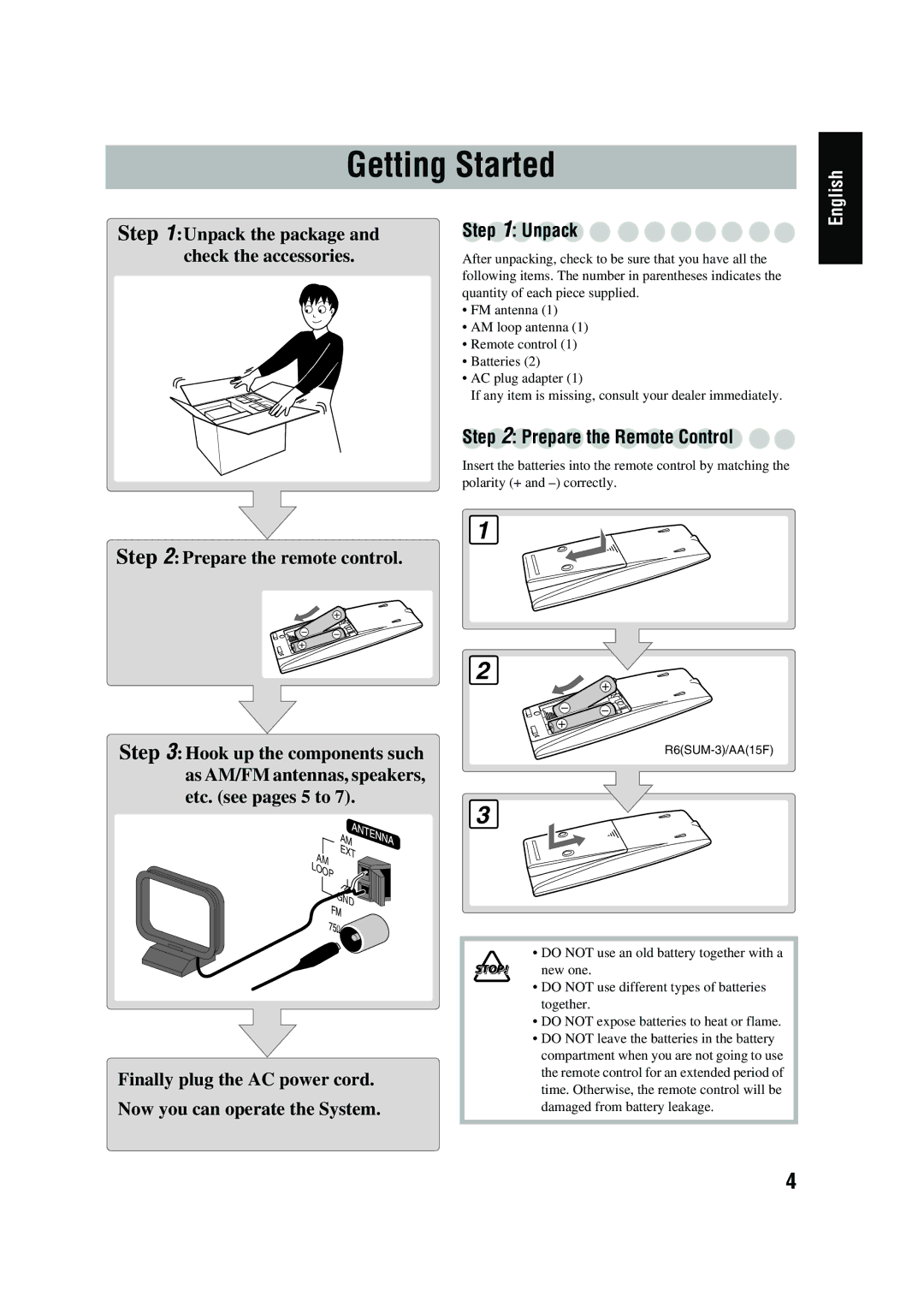 JVC CA-UXG45, LVT1520-005B, SP-UXG45 manual Getting Started 