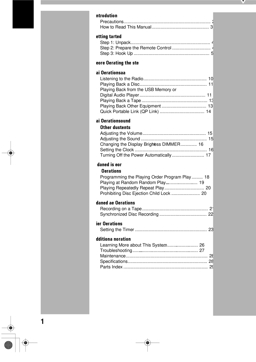 JVC SP-UXG45, LVT1520-005B, CA-UXG45 manual Contents 