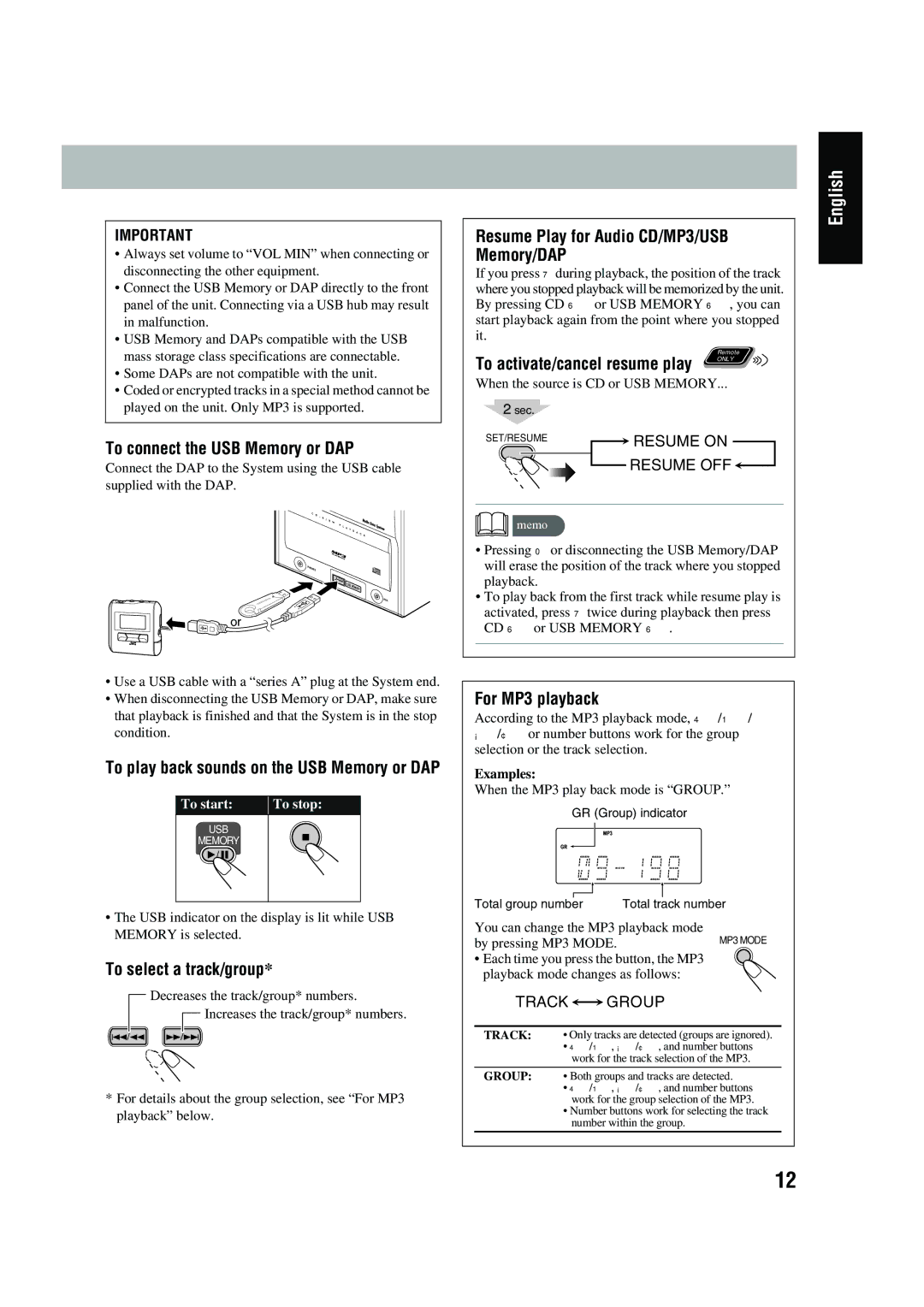 JVC LVT1520-005B, CA-UXG45, SP-UXG45 manual GR Group indicator Total group number Total track number 