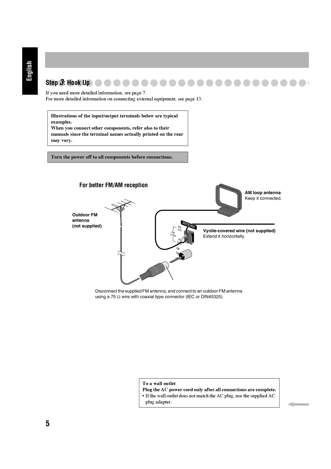 JVC LVT1520-005B, CA-UXG45, SP-UXG45 manual Hook Up, For better FM/AM reception 