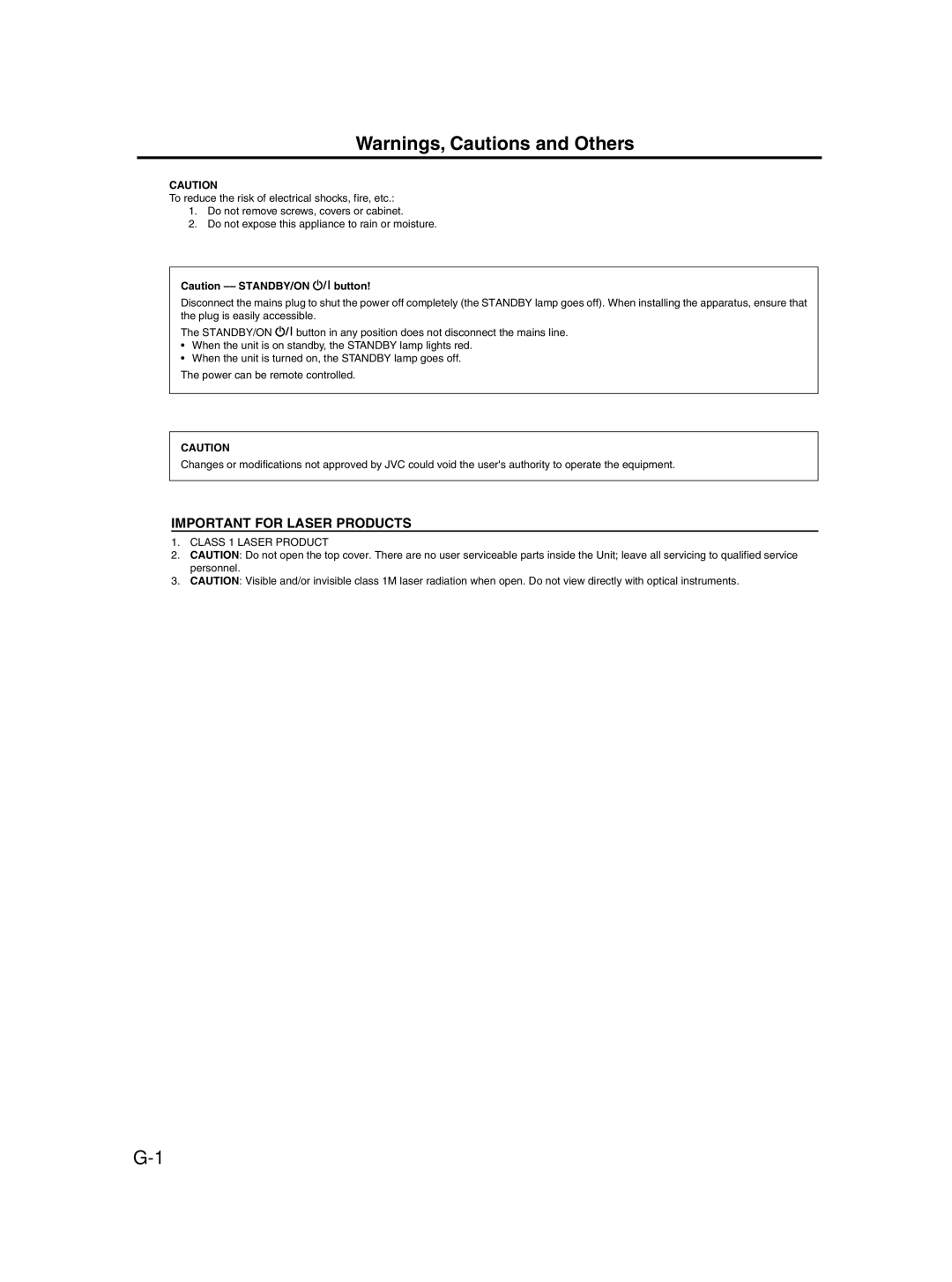 JVC 0406KMMBICSAM, LVT1541-004A, SP-MXC55 manual Important for Laser Products 