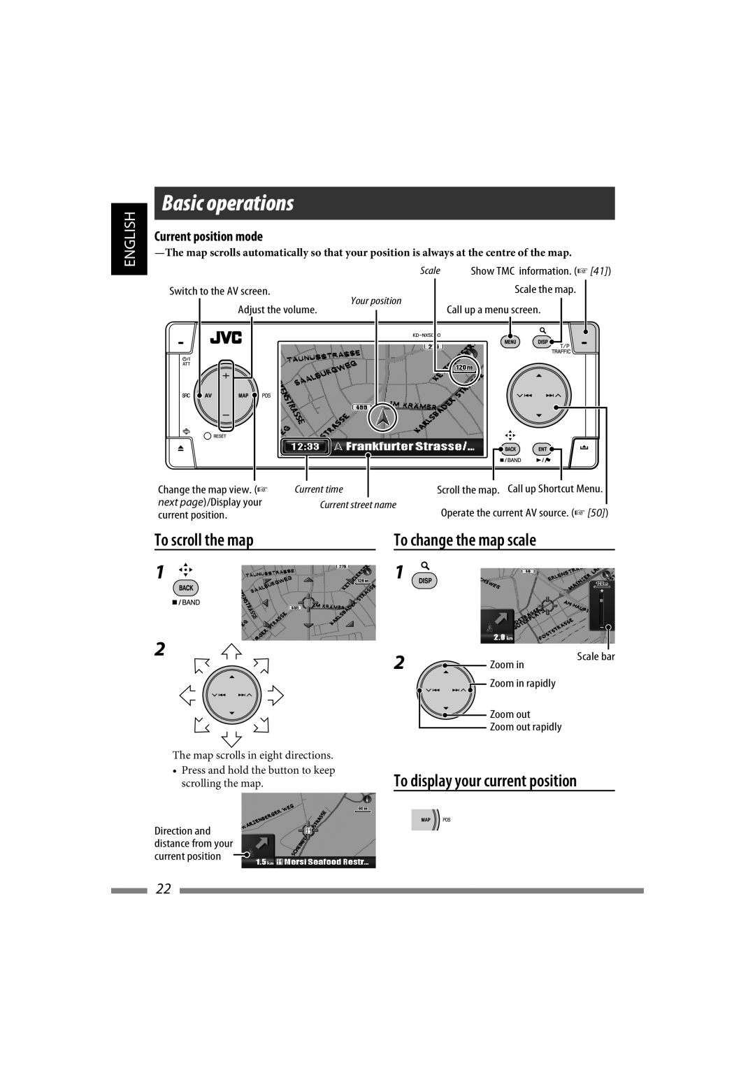 JVC LVT1627-001A manual Basic operations, Direction and distance from your current position 