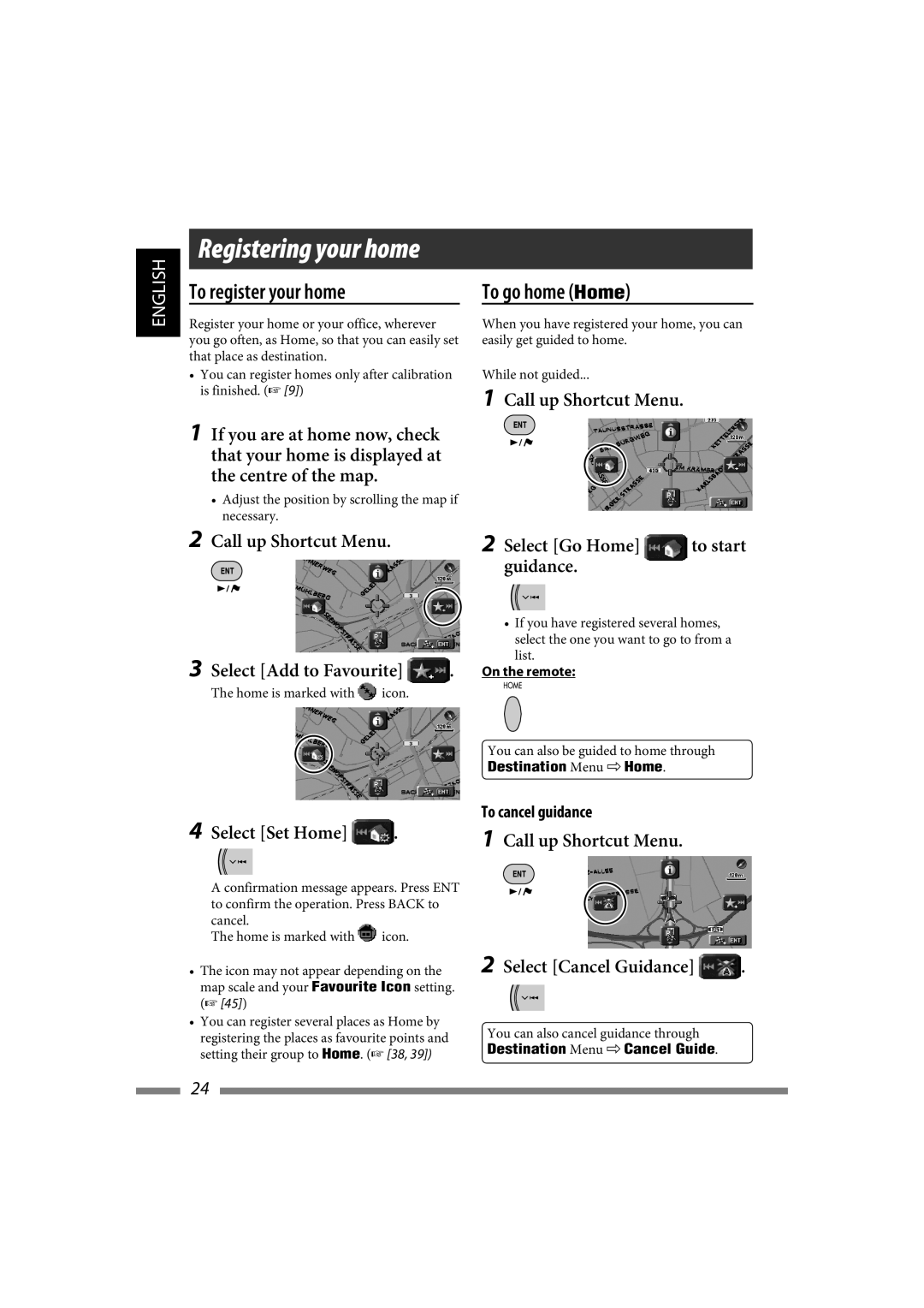 JVC LVT1627-001A manual To register your home, Call up Shortcut Menu Select Add to Favourite 