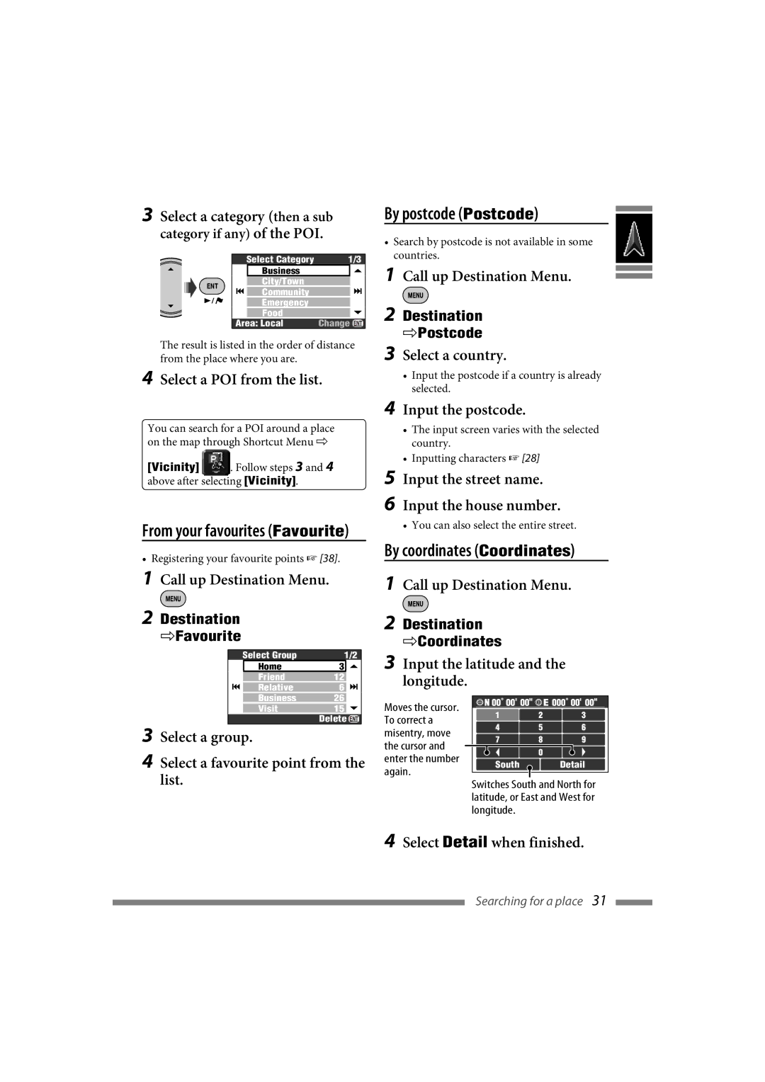 JVC LVT1627-001A manual By postcode Postcode, By coordinates Coordinates 