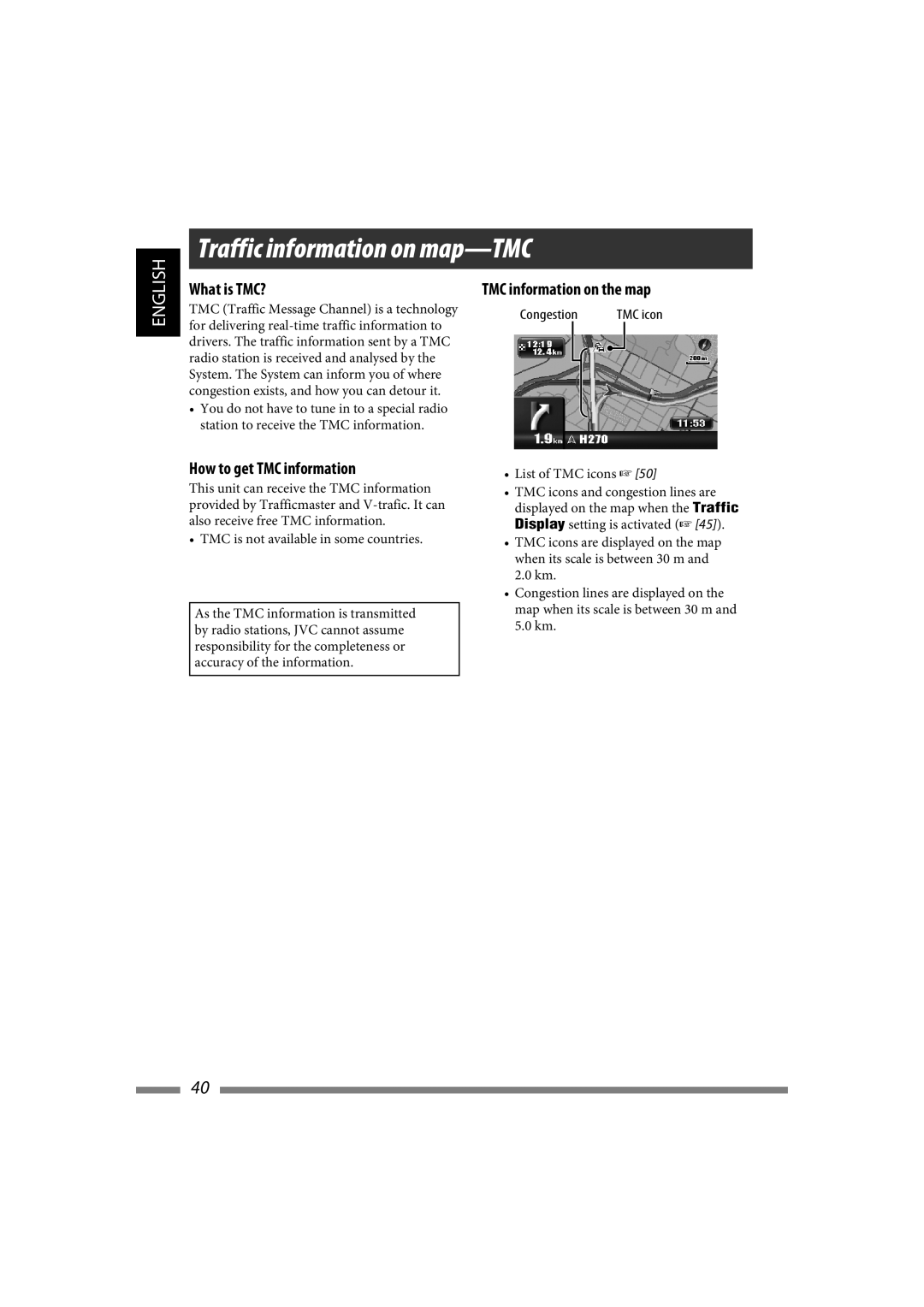 JVC LVT1627-001A manual Traffic information on map-TMC, How to get TMC information, TMC information on the map 