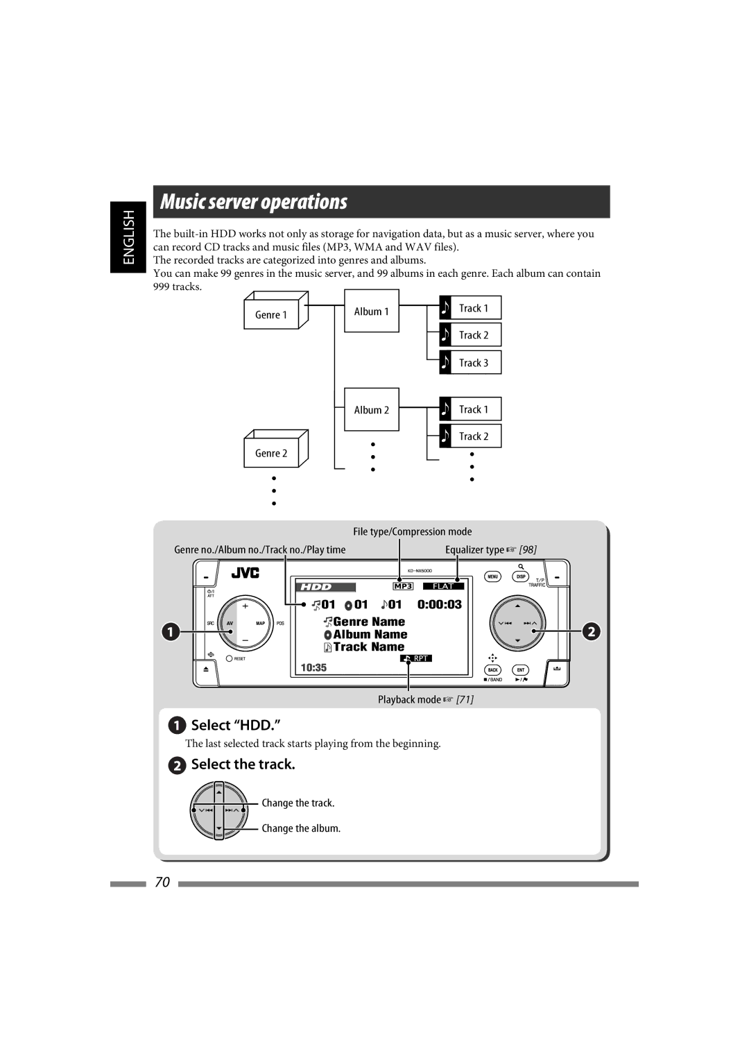 JVC LVT1627-001A manual Music server operations 