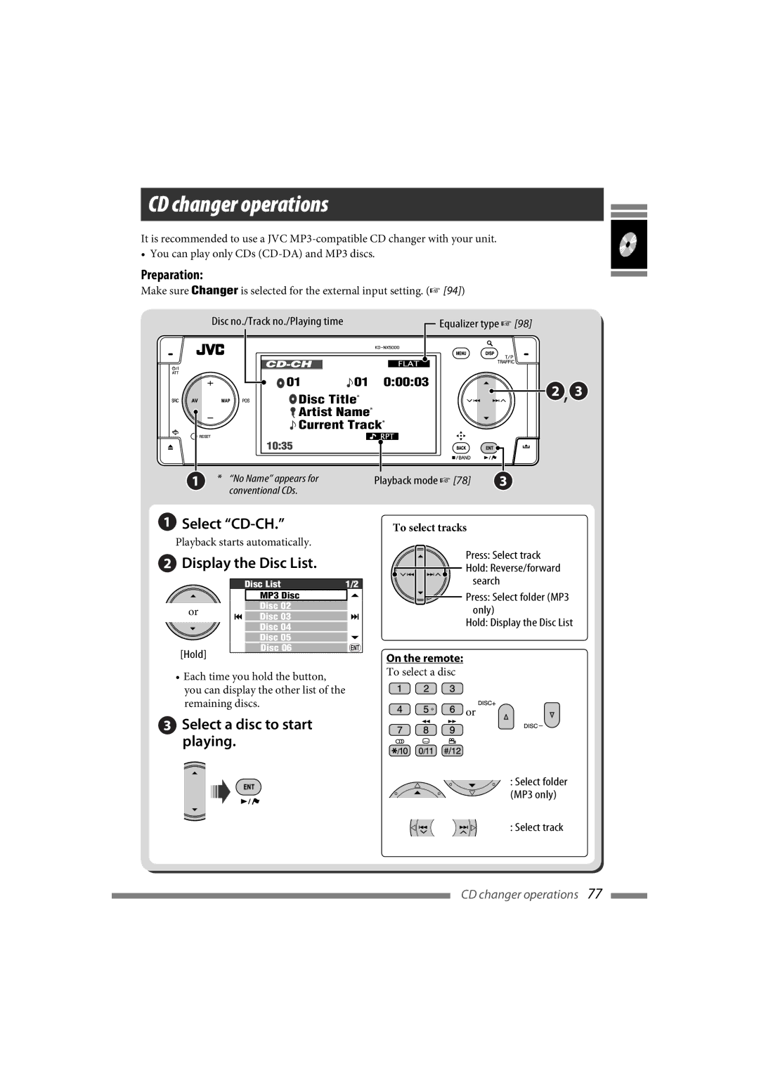 JVC LVT1627-001A manual CD changer operations 