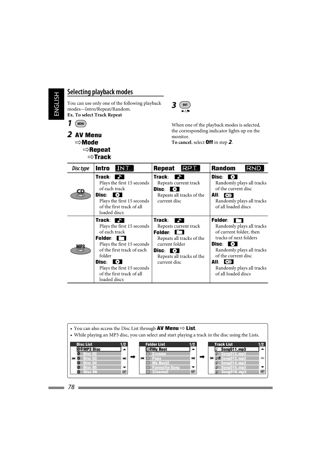 JVC LVT1627-001A manual Selecting playback modes 