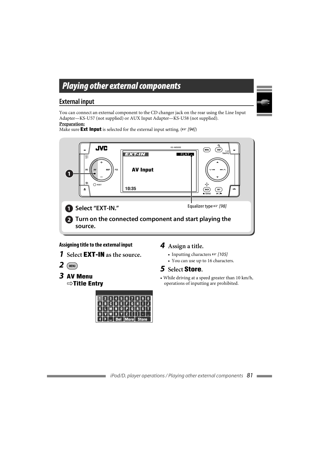 JVC LVT1627-001A manual Playing other external components 