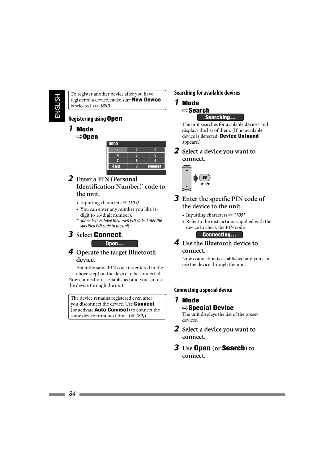 JVC LVT1627-001A manual Use Open or Search to connect 