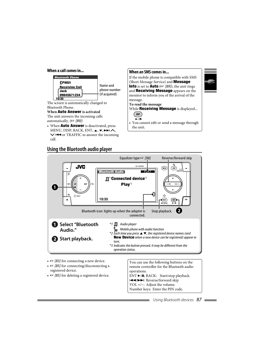 JVC LVT1627-001A manual When a call comes, When an SMS comes 