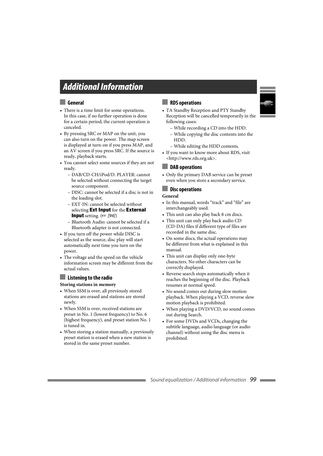 JVC LVT1627-001A manual RDS operations, DAB operations 