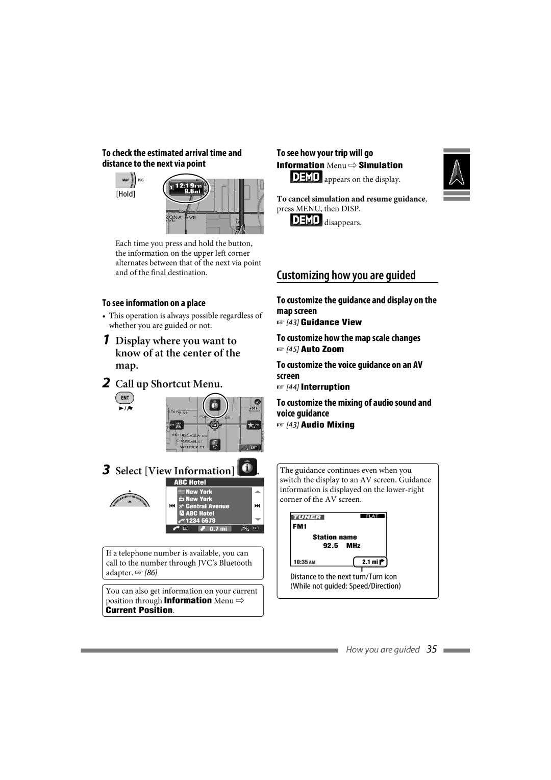 JVC LVT1627-001A manual To see information on a place, To see how your trip will go 