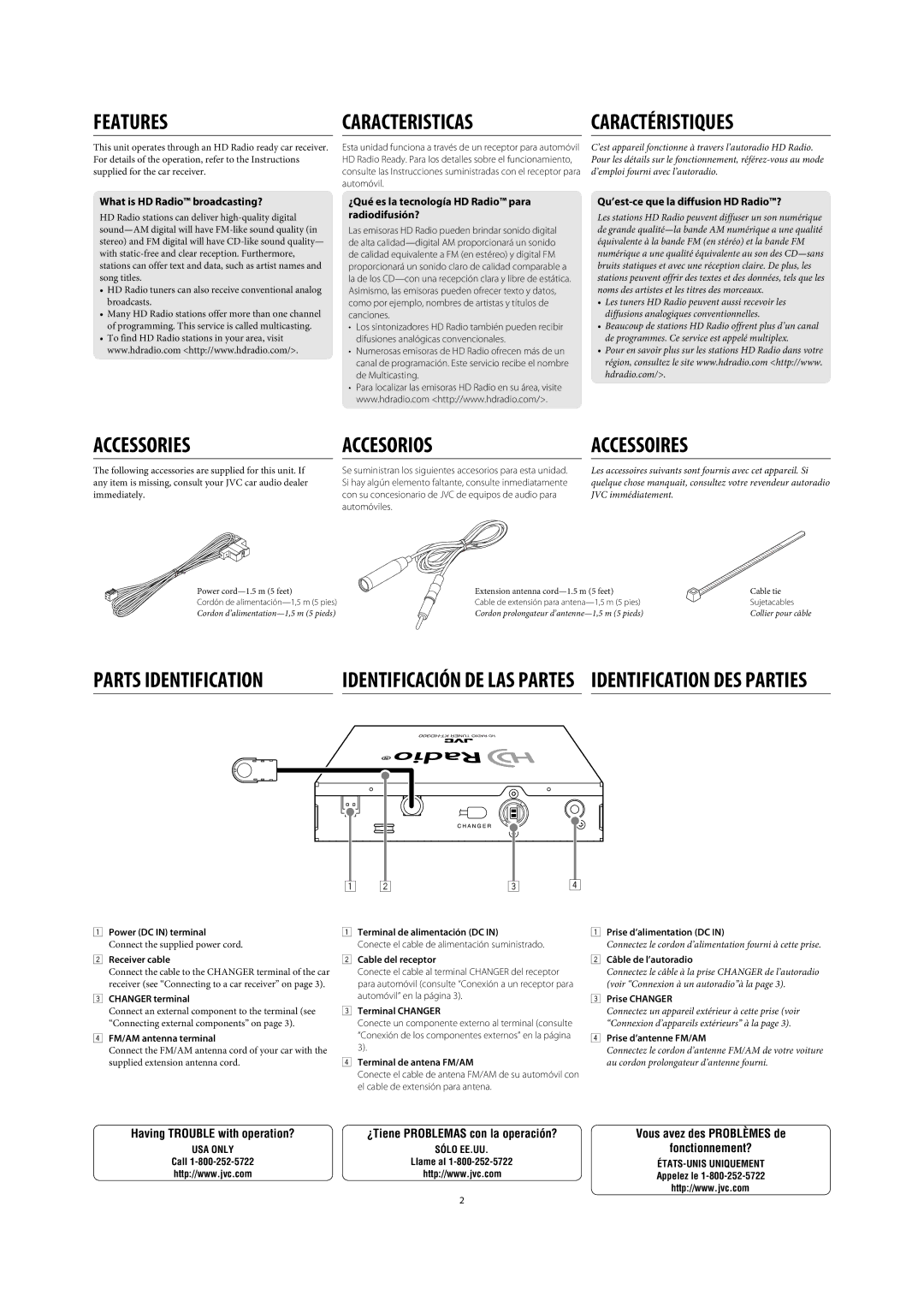 JVC KT-HD300, LVT1762-001A, 0907MNMMDWJEIN Features Caracteristicas Caractéristiques, Accessories, Accesorios, Accessoires 