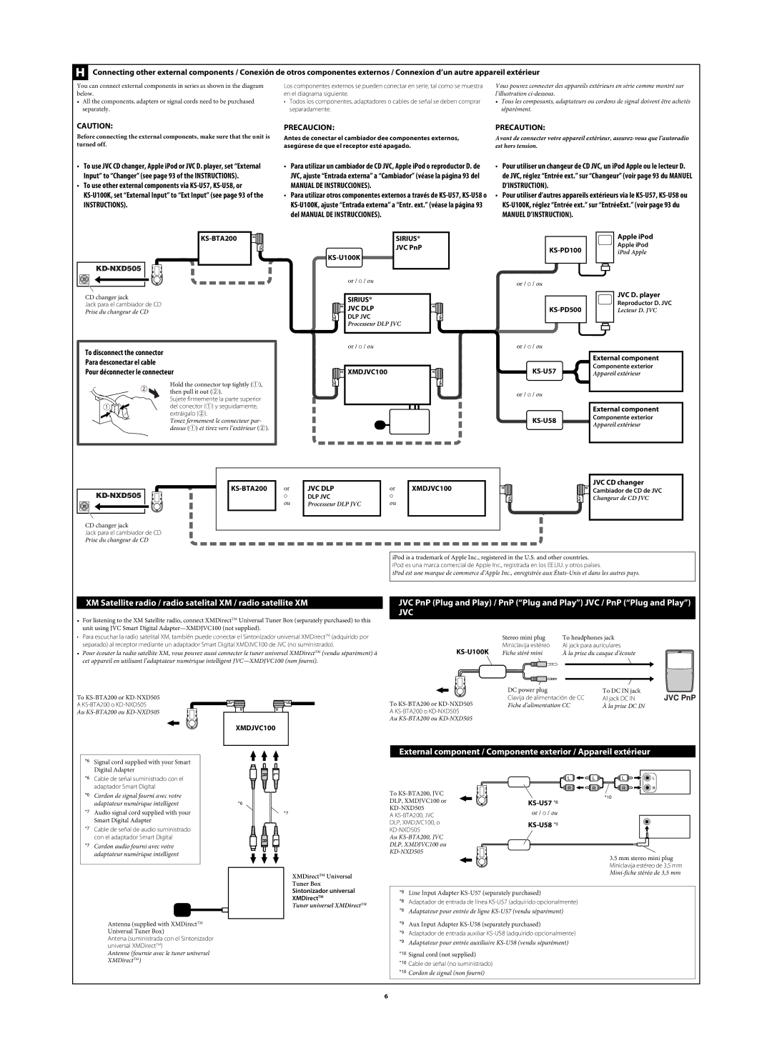 JVC LVT1774-001A manual Precaucion, KD-NXD505 