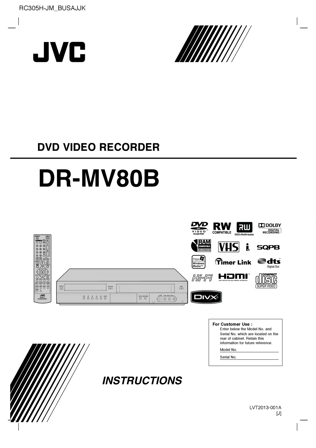 JVC manual DR-MV80B, LVT2013-001A J 