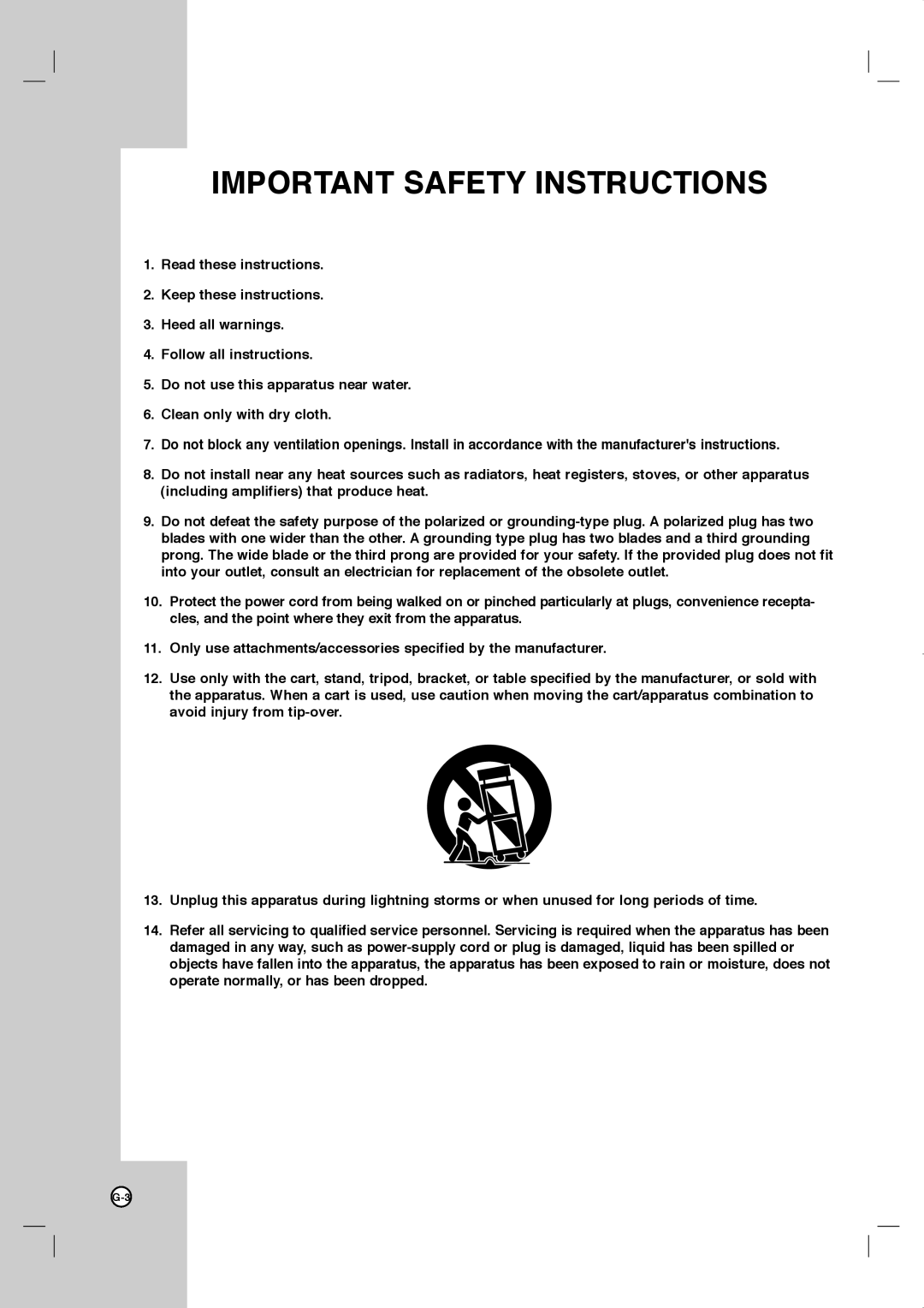 JVC LVT2013-001A manual Important Safety Instructions 