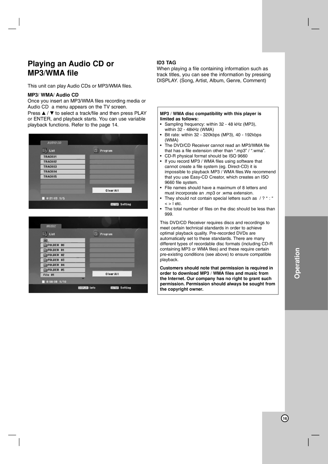 JVC SP-THG61C, LVT2051-002A, XV-THG31, SP-THG51F manual Playing an Audio CD or MP3/WMA file, MP3/ WMA/ Audio CD 