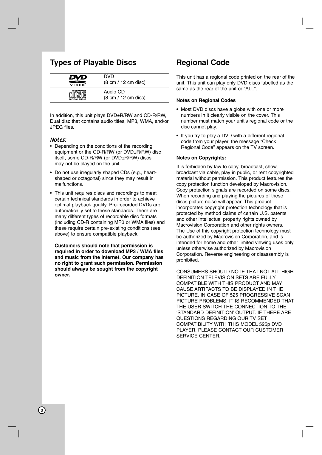 JVC SP-THG51F, LVT2051-002A, XV-THG31, SP-THG61C manual Types of Playable Discs, Regional Code 